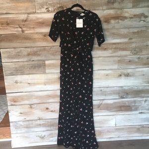 Tie front long jumpsuit